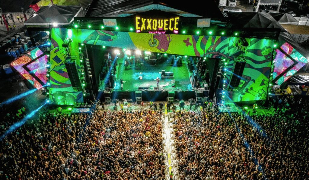 Cartaz do Exxquece Festival 2026 em Belém com músicos e detalhes do evento