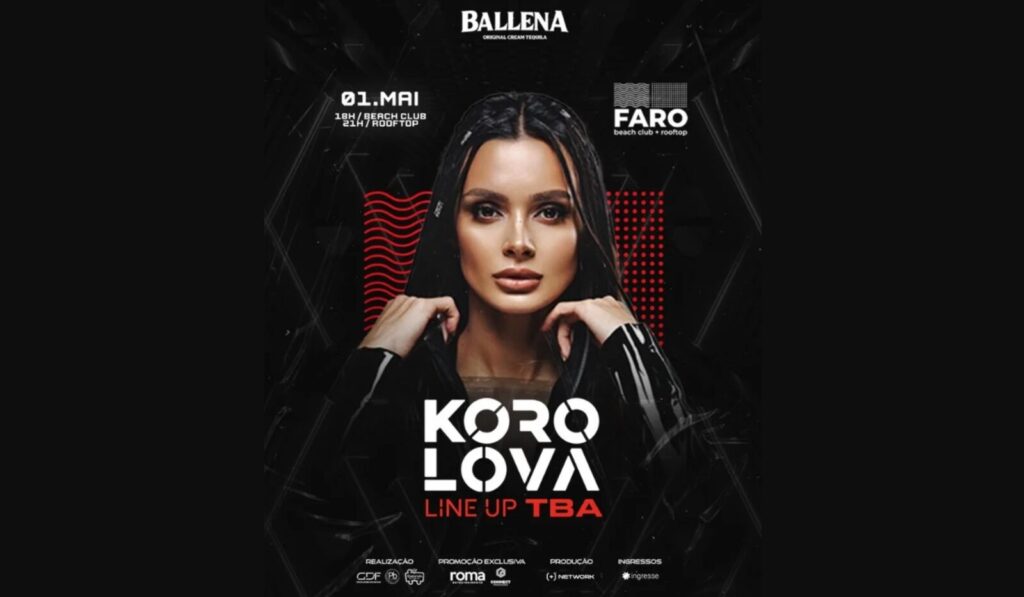 Korolova se apresentando no Faro Beach Club, Rio de Janeiro