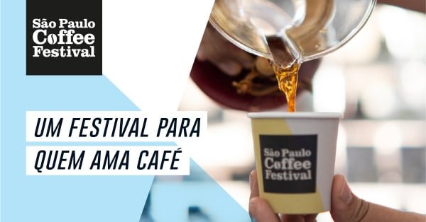 Visuais do São Paulo Coffee Festival 2026 no Parque Ibirapuera, com estandes e degustações de café.
