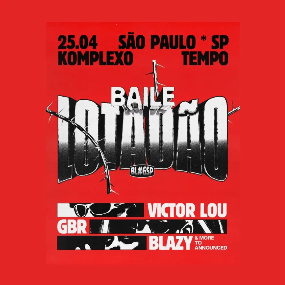 Imagem do Baile Lotadão SP, com participantes se divertindo e dançando ao som de música eletrônica e funk.