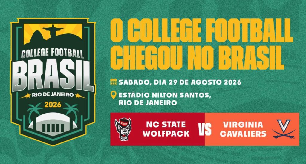 Jogo de futebol americano universitário no Estádio Nilton Santos, Rio de Janeiro