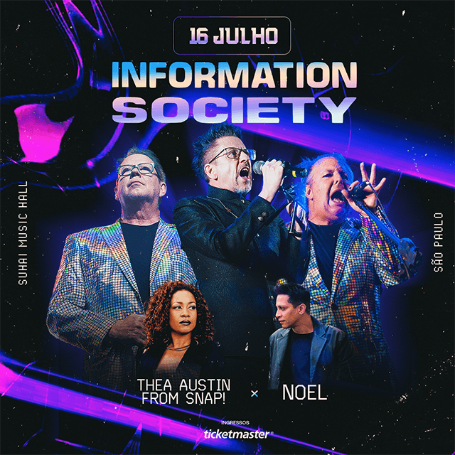 Information Society se apresenta ao vivo na Suhai Music Hall em São Paulo, com Thea Austin e Noel.