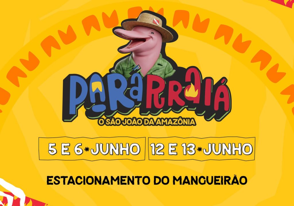 Público aproveitando o Parárraiá 2026 em Belém, com decoração típica e atrações musicais.