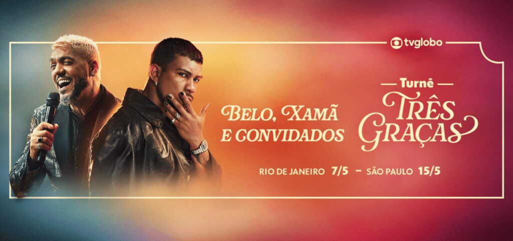 Belo e Xamã durante a turnê Três Graças em show no Rio de Janeiro e São Paulo