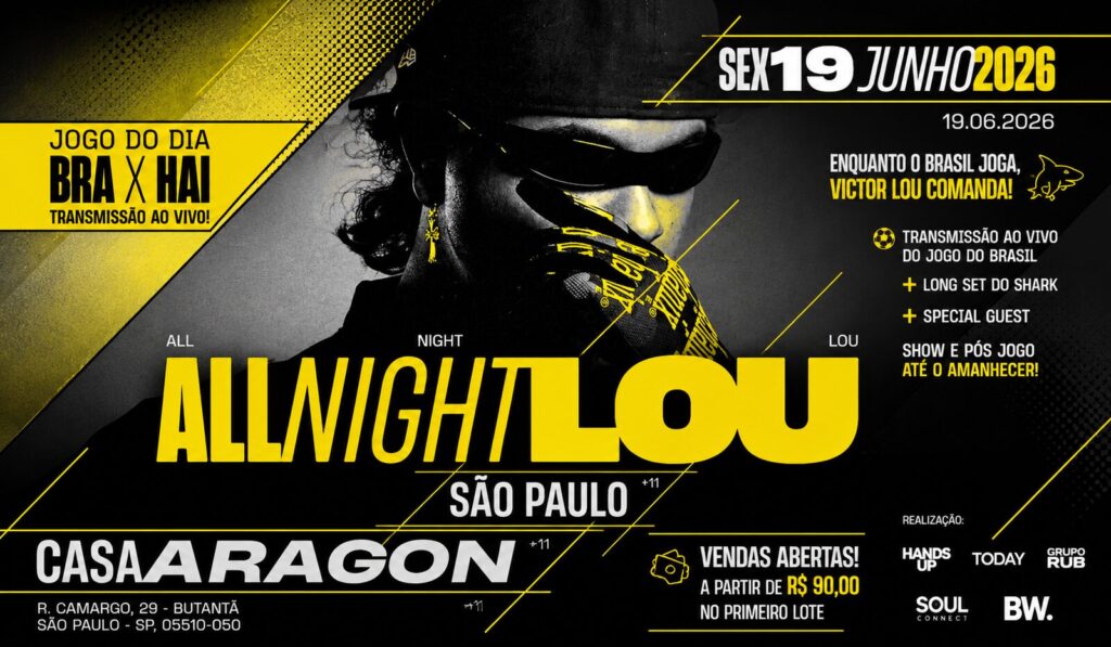 Victor Lou se apresenta na Casa Aragon em São Paulo durante o evento ALL NIGHT LOU