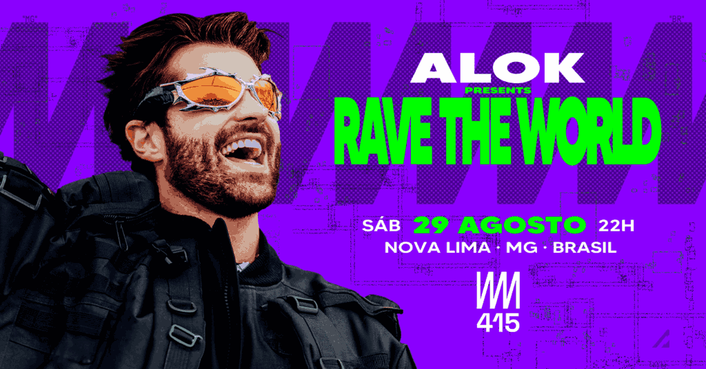 DJ Alok se apresentando no Club415 durante o evento Rave The World em Nova Lima, MG.