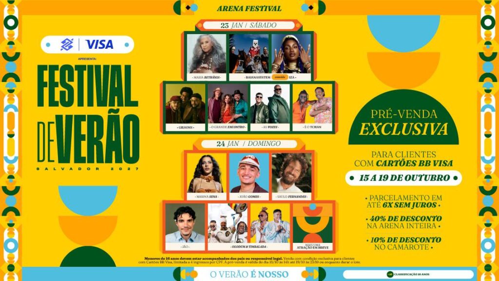 Festival de Verão de Salvador 2027 com atrações confirmadas